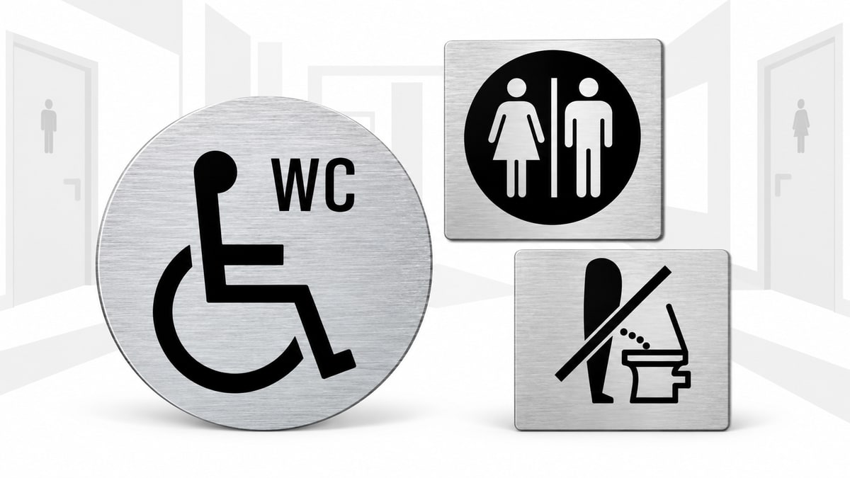 Klare Toilettenzeichen Für Damen & Herren – Selbstklebende Türschilder Aus Acryl, Schwarz (kpl. Satz)