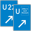Bedarfsumleitung, rechts einordnen (Verkehrsschild Nr. 460-22)