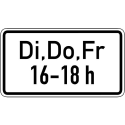 Zeitliche Beschränkung Di, Do, Fr Zusatzzeichen 1042-34