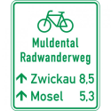 Radwegschild - Tabellenwegweiser