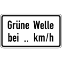 Zusatzschild Grüne Welle bei ... km/h VZ 1012-34