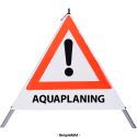 Faltsignal - Gefahrenstelle mit Text: AQUAPLANING