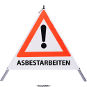 Faltsignal - Gefahrenstelle mit Text: ASBESTARBEITEN