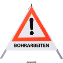 Faltsignal - Gefahrenstelle mit Text: BOHRARBEITEN