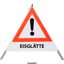 Faltsignal - Gefahrenstelle mit Text: EISGLÄTTE