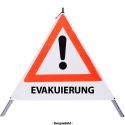 Faltsignal - Gefahrenstelle mit Text: EVAKUIERUNG