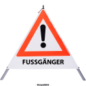 Faltsignal - Gefahrenstelle mit Text: FUSSGÄNGER