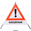 Faltsignal - Gefahrenstelle mit Text: GASGEFAHR