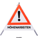 Faltsignal - Gefahrenstelle mit Text: HÖHENARBEITEN