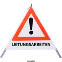 Faltsignal - Gefahrenstelle mit Text: LEITUNGSARBEITEN
