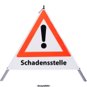 Faltsignal - Gefahrenstelle mit Text: Schadensstelle