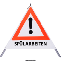Faltsignal - Gefahrenstelle mit Text: SPÜLARBEITEN