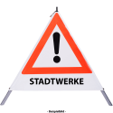 Faltsignal - Gefahrenstelle mit Text: STADTWERKE