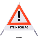 Faltsignal - Gefahrenstelle mit Text: STEINSCHLAG