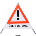 Faltsignal - Gefahrenstelle mit Text: ÜBERFLUTUNG