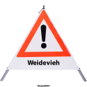 Faltsignal - Gefahrenstelle mit Text: Weidevieh
