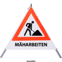 Faltsignal - Baustelle mit Text: MÄHARBEITEN