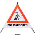 Faltsignal - Rauchverbot mit Text: FORSTARBEITEN