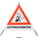 Faltsignal - Rauchverbot mit Text: LEITUNGSARBEITEN