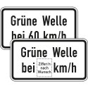 Zusatzschild Grüne Welle bei ... km/h VZ 1012-34