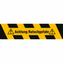 Antirutsch-Trittschutz mit gelb/schwarzer Warnmarkierung und Text