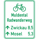 Radwegschild - Tabellenwegweiser