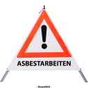 Faltsignal - Gefahrenstelle mit Text: ASBESTARBEITEN