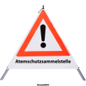 Faltsignal - Gefahrenstelle mit Text: Atemschutzsammelstelle