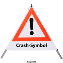 Faltsignal - Gefahrenstelle mit Text: Crash-Symbol
