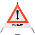 Faltsignal - Gefahrenstelle mit Text: EINSATZ