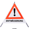 Faltsignal - Gefahrenstelle mit Text: ENTWÄSSERUNG