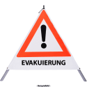 Faltsignal - Gefahrenstelle mit Text: EVAKUIERUNG