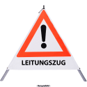 Faltsignal - Gefahrenstelle mit Text: LEITUNGSZUG