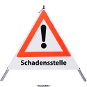 Faltsignal - Gefahrenstelle mit Text: Schadensstelle