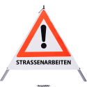 Faltsignal - Gefahrenstelle mit Text: STRASSENARBEITEN