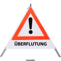 Faltsignal - Gefahrenstelle mit Text: ÜBERFLUTUNG