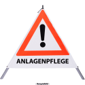 Faltsignal - Gefahrenstelle mit Text: ANLAGENPFLEGE