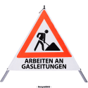 Faltsignal - Baustelle mit Text: ARBEITEN AN GASLEITUNGEN