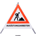 Faltsignal - Baustelle mit Text: AUSÄSTUNGSARBEITEN
