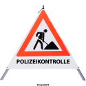 Faltsignal - Baustelle mit Text: POLIZEIKONTROLLE