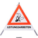Faltsignal - Rauchverbot mit Text: LEITUNGSARBEITEN