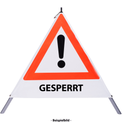Faltsignal - Gefahrenstelle mit Text: GESPERRT