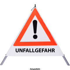 Faltsignal - Gefahrenstelle mit Text: UNFALLGEFAHR Faltsignal - Gefahrenstelle mit Text: UNFALLGEFAHR
