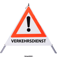 Faltsignal - Gefahrenstelle mit Text: VERKEHRSDIENST Faltsignal - Gefahrenstelle mit Text: VERKEHRSDIENST