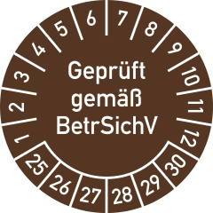 Prüfplaketten - Geprüft gemäß BetrSichV