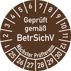 Prüfplaketten Geprüft gemäß BetrSichV, Nächster Prüftermin