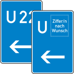 Bedarfsumleitung Verkehrsschild VZ 460-11 mit Pfeil nach links und U-Bahn Symbol