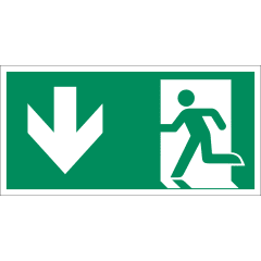 Rettungsweg Notausgang nach ISO 7010 (E 001), ISO 3864, ISO 16069