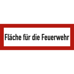 Schild Fläche für die Feuerwehr mit rotem Rahmen und schwarzer Schrift nach DIN 4066