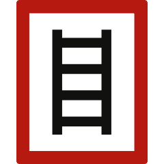 Hinweisschild auf eine geeignete Stelle zum Anleitern nach DIN 4066 E2